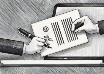 A person signing a grant application and sending it off via laptop