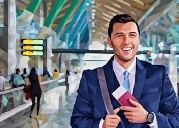 A foreign entrepreneur is happy as hes enters the UK clutching his UK entrepreneur visa