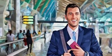 A foreign entrepreneur is happy as hes enters the UK clutching his UK entrepreneur visa