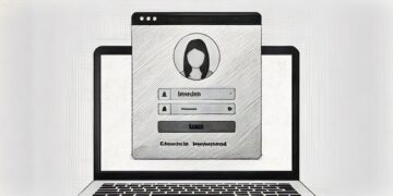 A laptop with a login screen popping out