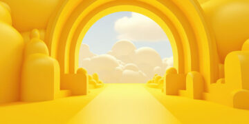A yellow gateway to the clouds