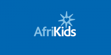 AfriKids logo on branded blue background