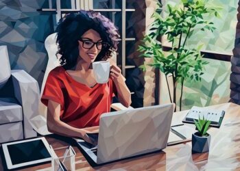 Social entrepreneur working on social enterprise at her desk