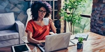 Social entrepreneur working on social enterprise at her desk