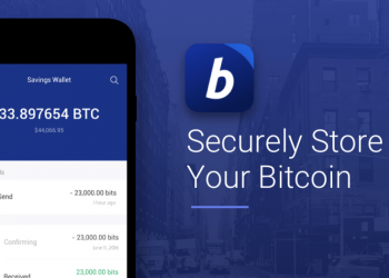 BitPay Logo with a smartphone showing the Bitpay application working