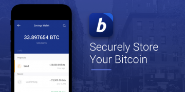 BitPay Logo with a smartphone showing the Bitpay application working