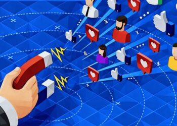 A magnet pulling likes and shares from various social media networks symbolising the objective of such campaigns