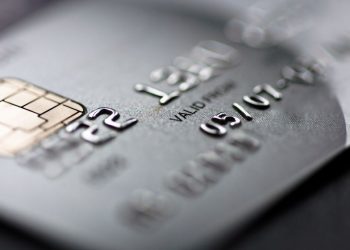 Closeup of a black american express business credit cards