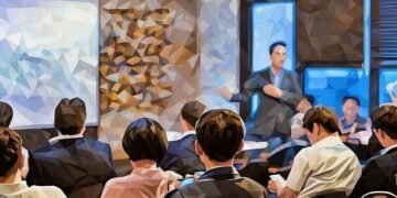 A group of angel investors sitting down watching an investment pitch presentation from a new entrepreneur