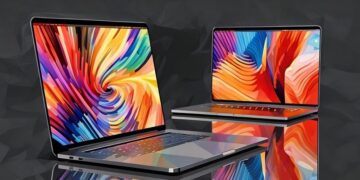 A series of laptops showing beautiful colours, showing how your website can stand out visually.