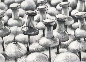 A set of white pins with a single red pin standing out exampling how a company can position their product or service to stand out versus the competition