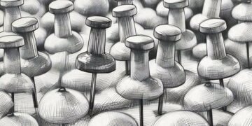 A set of white pins with a single red pin standing out exampling how a company can position their product or service to stand out versus the competition