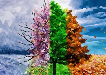 Three changing in different seasons as an example of how seasonal fluctuations can affect business