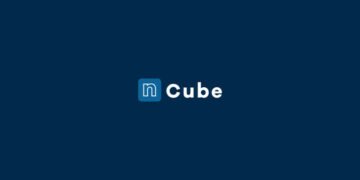 nCube logo on brand blue colour