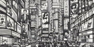 Centre of New york, showing the huge advertising billboards and heavy traffic