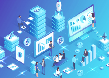 A team of entrepreneurs working together on their new Bitcoin and Cryptocurrency based business