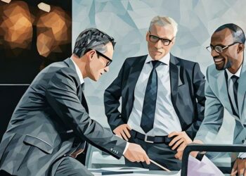 An intrapreneurial manager working with colleauges to innovate within a corporation