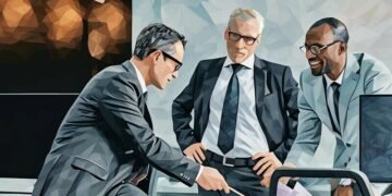An intrapreneurial manager working with colleauges to innovate within a corporation