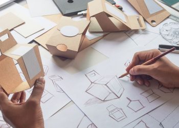 A designer designing product packaging used for marketing