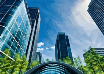 A series of office buildings as you exit Canary wharf station on a sunny day and look back, where the majority of UK private equity funds are based