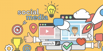 Symbols of different types of marketing like search marketing,, social media marketing, online marketing and more