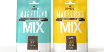 Two packets symbolising the two types of marketing mix including the 4ps and 7ps