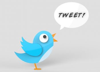 A cartoon bird tweeting as an example of Twitter