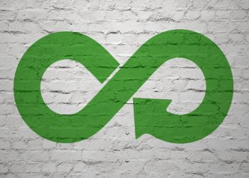 Green infinite arrow symbol for the circular economy