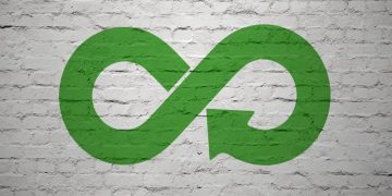 Green infinite arrow symbol for the circular economy