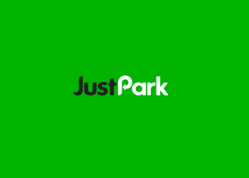 JustPark logo on green background matching brand colours