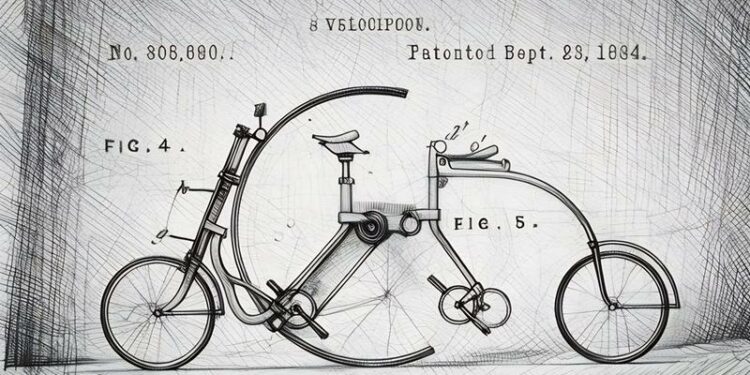 Patent application for velocipede, the invention of an early modern bicycle precursor