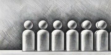 A series of bobble head people