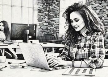 A blogger writing at her laptop after receiving a great outreach email