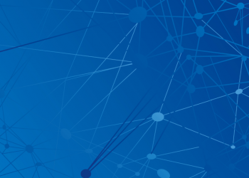 A blue graphic of an interconnected professional social media network such as LinkedIn