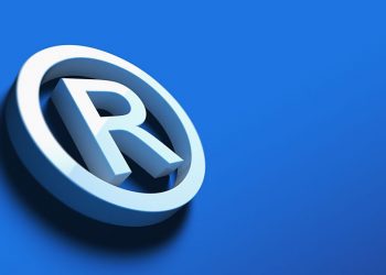 An "R" with a circle around being the symbol for a trademark, set onto a royal blue background