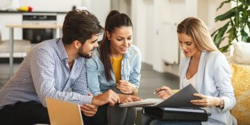 Clients meeting with a registred agent to discuss legal matters