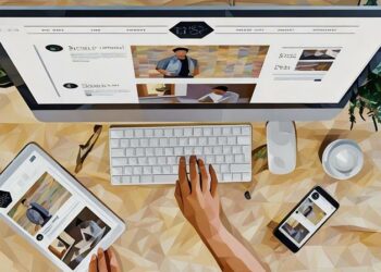 Blogger using her apple computer to write and publish a new blog post