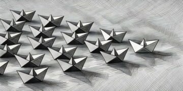 A series of paper boats on a grey background, with one highlighted in green showing the difference between a qualified lead and normal lead