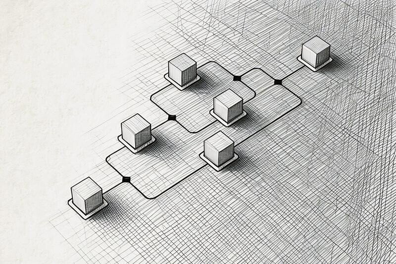 A series of blocks with directional arrows showing the standard sales pipeline