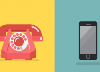 Image of an old telephone and a mobile device used to send emails