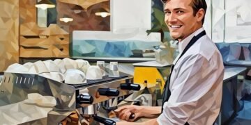 Small business owner whose happy to have received financing for his new cafe business