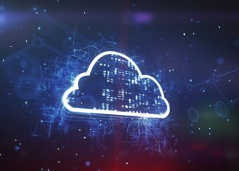 Visual representation of the cloud, the large computer storage data and transfer network