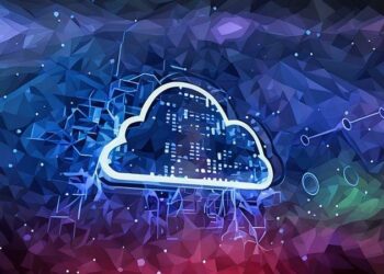 Visual representation of the cloud, the large computer storage data and transfer network