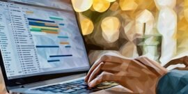 Employee setting up GANTT chart for their next project