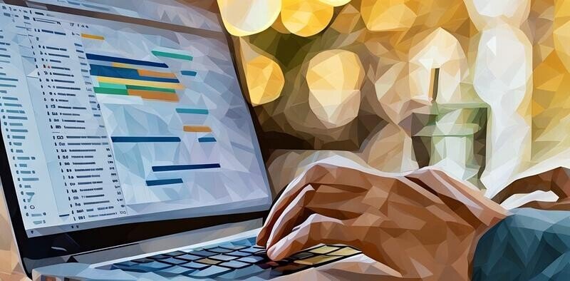 Employee setting up GANTT chart for their next project