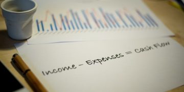 A paper graph and text showing cash flow equation