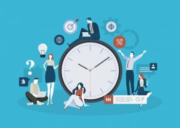 Graphics demonstrating different types of time management systems and devices