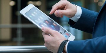 Entrepreneur using an ipad