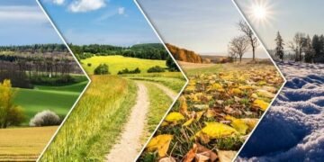 The four seasons shown in terms of weather patterns, as an example of how different seasons affect affiliate marketing niches