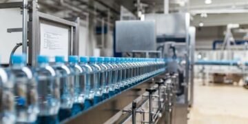 A product production line running on automatic mode